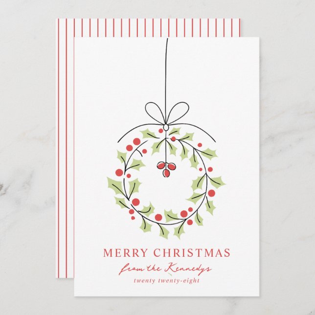 Tarjeta Festiva Navidades de Whimsical Wreath (Anverso / Reverso)