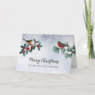 Tarjeta Festiva Navidades de Winds Birds Vintage Special Friend