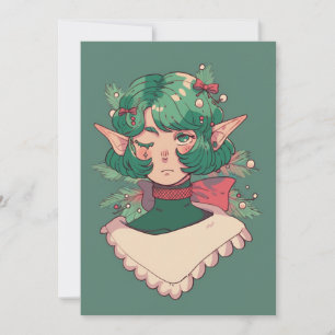 Tarjeta Festiva Navidades de Wink Cute Chica de la temporada de va