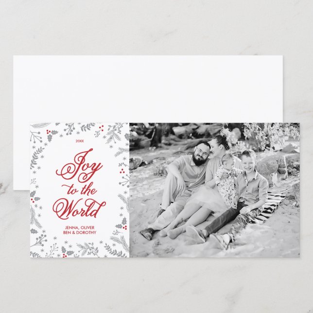 Tarjeta Festiva Navidades de Winter Berries festejan a un lado (Anverso / Reverso)