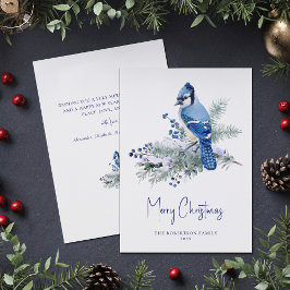 Tarjeta Festiva Navidades de Winter Blue Jay