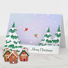 Tarjeta Festiva Navidades de Winter Cardinals Saludan