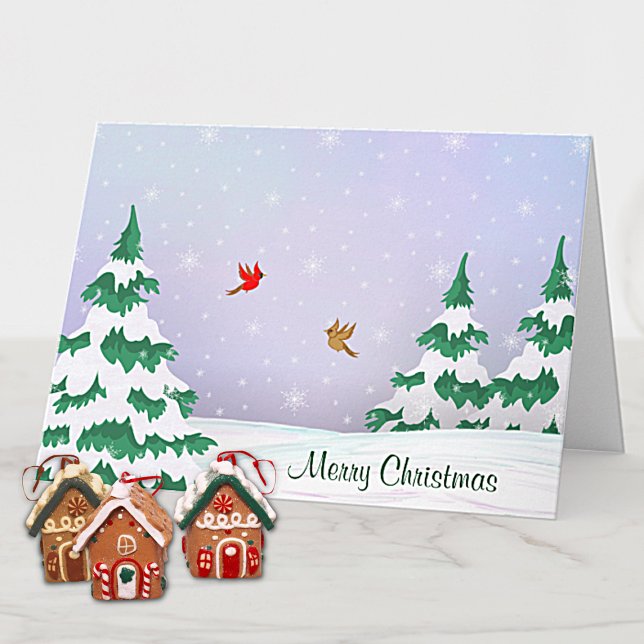 Tarjeta Festiva Navidades de Winter Cardinals Saludan (Subido por el creador)
