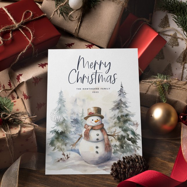 Tarjeta Festiva Navidades de Winter Scene Snowman (Subido por el creador)