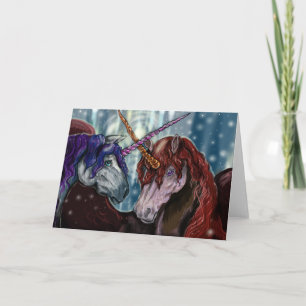 Tarjeta Festiva Navidades de Winter Wildberry Unicorns