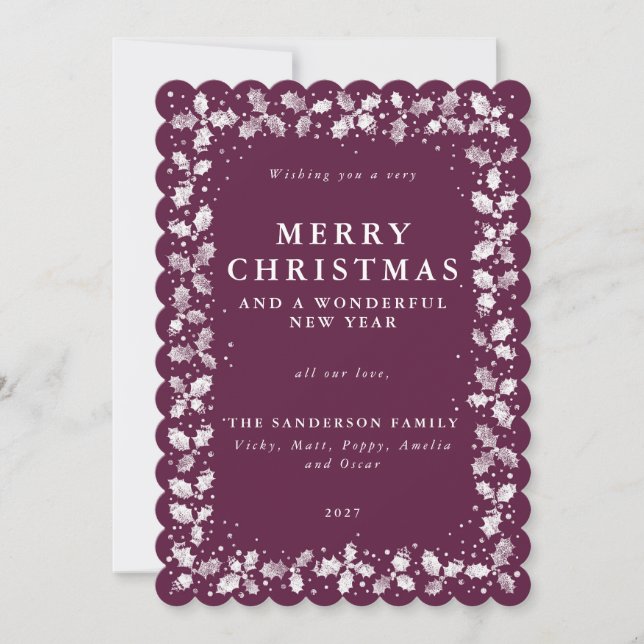 Tarjeta Festiva Navidades de Winterberry Holly+Berries Flat Non Ph (Anverso)