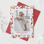 Tarjeta Festiva Navidades de Winterberry Rojo de color de agua fot<br><div class="desc">Feliz Navidad! Comparta saludos cálidos de vacaciones con su familia y amigos usando esta tarjeta de Navidades de personalizable. Presenta un patrón botánico acuático de mora roja. Puede personalizar esta tarjeta de Navidades rojos añadiendo sus detalles. Esta tarjeta de Navidades fotográficos está disponible en una variedad de reservas de tarjetas....</div>