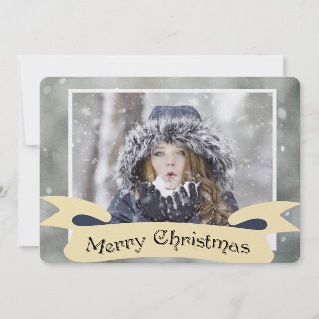 Tarjeta Festiva Navidades de Wintery One Photo (Anverso)