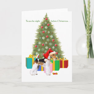 Tarjeta Festiva Navidades de Wire Fox Terrier