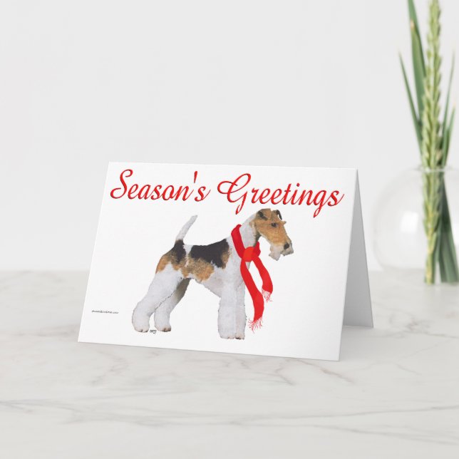 Tarjeta Festiva Navidades de Wire Fox Terrier (Anverso)