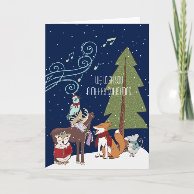 Tarjeta Festiva Navidades de Woodland Animals (Anverso)