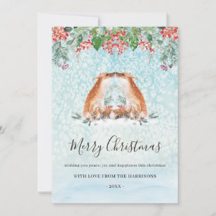Tarjeta Festiva Navidades de Woodland Fox Winter Berries