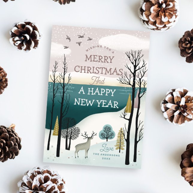 Tarjeta Festiva Navidades de Woodland y Año Nuevo | Bosque de invi (Subido por el creador)