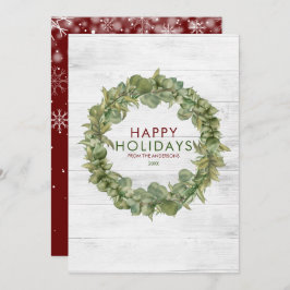 Tarjeta Festiva Navidades de Wreath Burgundy