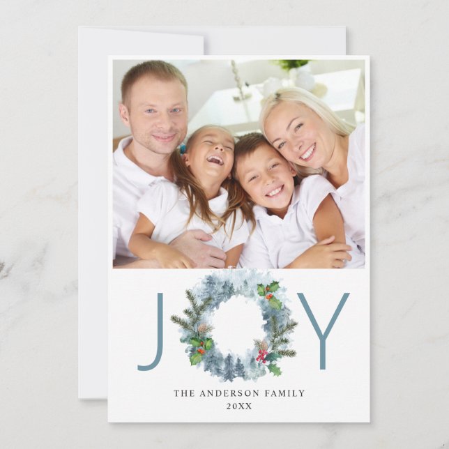 Tarjeta Festiva Navidades de Wreath paisajistas Holly Berry Greeti (Anverso)