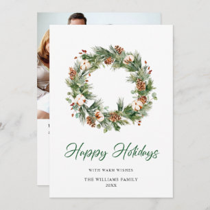 Tarjeta Festiva Navidades de Wreath Wreath saludan a Pine Cones