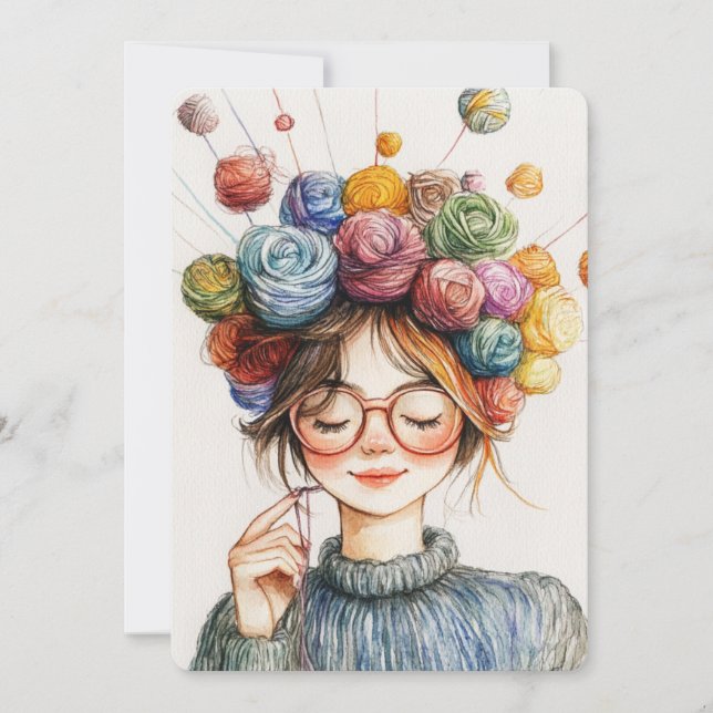 Tarjeta Festiva Navidades de Yarn Crown Knitter preparan una obra  (Anverso)