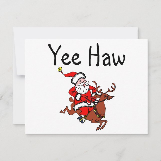 Tarjeta Festiva Navidades de Yee Haw Cowboy Santa Claus (Anverso)