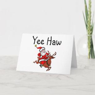Tarjeta Festiva Navidades de Yee Haw Cowboy Santa Claus