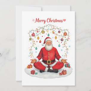 Tarjeta Festiva Navidades de yoga Santa Claus posando en vacacione