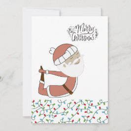 Tarjeta Festiva Navidades de yoga Santa Claus posando en vacacione