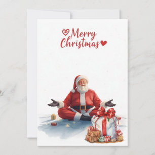 Tarjeta Festiva Navidades de yoga Santa Claus posando en vacacione