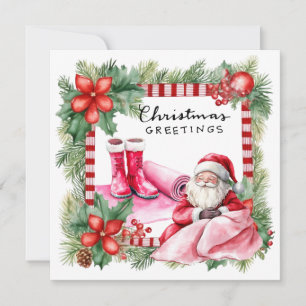 Tarjeta Festiva Navidades de yoga Santa Claus Posando Fiesta