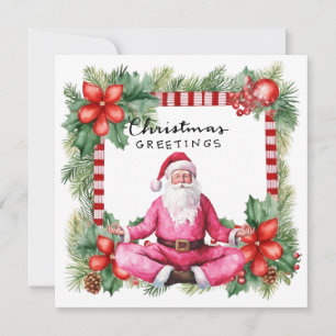 Tarjeta Festiva Navidades de yoga Santa Claus Posando Fiesta