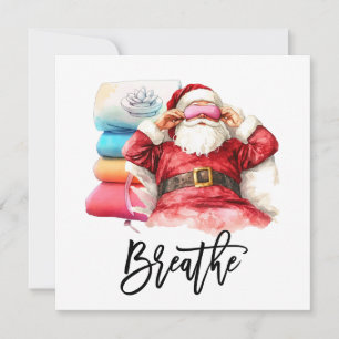 Tarjeta Festiva Navidades de yoga Santa Claus Posed respiran
