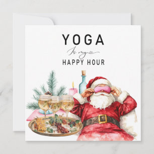 Tarjeta Festiva Navidades de yoga Santa Claus Posed respiran