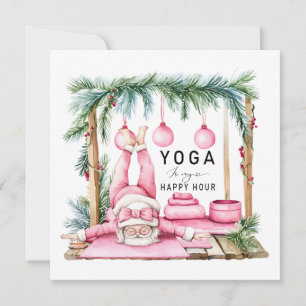Tarjeta Festiva Navidades de yoga Santa Claus Posed respiran