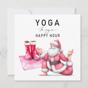 Tarjeta Festiva Navidades de yoga Santa Claus Posing