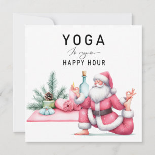 Tarjeta Festiva Navidades de yoga Santa Claus Posing