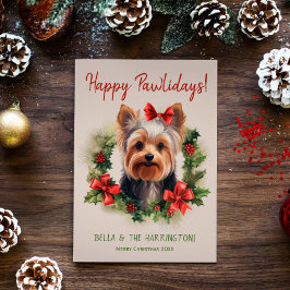 Tarjeta Festiva Navidades de Yorkie Yorkshire Terrier Dog