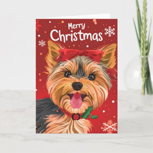 Tarjeta Festiva Navidades de Yorkshire Terrier