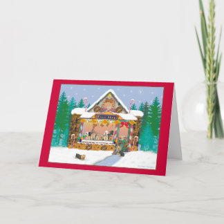 Tarjeta Festiva Navidades de Yorkshire Terrier en vacaciones