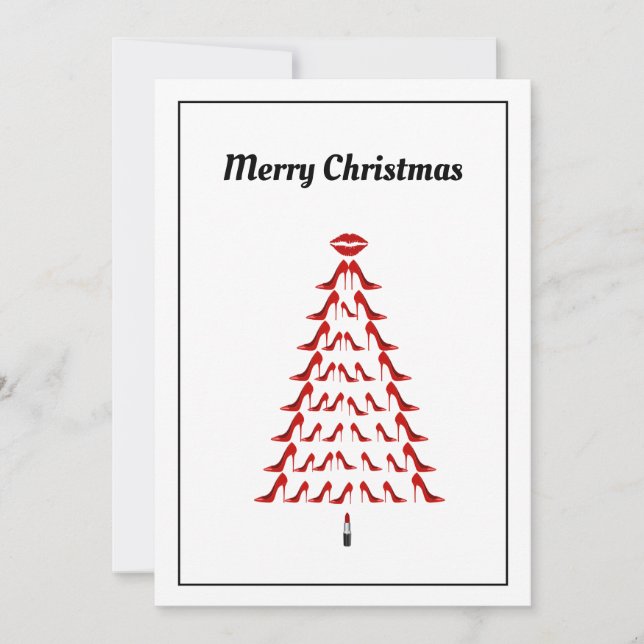 Tarjeta Festiva Navidades de zapatos de tacón rojo para mujer de b (Anverso)