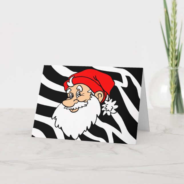 Tarjeta Festiva Navidades de Zebra Santa (Anverso)