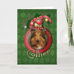 Tarjeta Festiva Navidades - Deck the Halls - Collie - Natalie