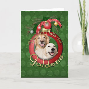 Tarjeta Festiva Navidades - Deck the Halls - Goldens Corona Tebow