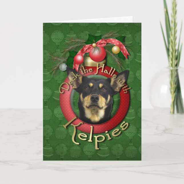 Tarjeta Festiva Navidades - Deck the Halls - Kelpies (Anverso)
