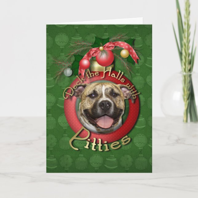 Tarjeta Festiva Navidades - Deck the Halls - Pitties - Tigre (Anverso)