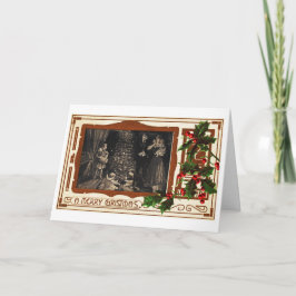 Tarjeta Festiva Navidades Deco Familia Vintage Victorian HOlly