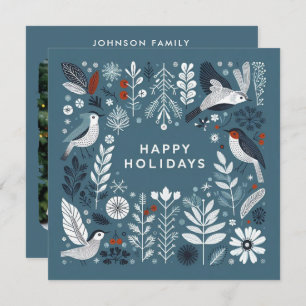 Tarjeta Festiva Navidades decorativos de color azul claro ciervos