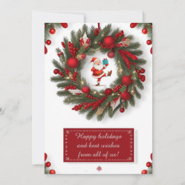 Tarjeta Festiva Navidades Decorativos Vieron Con Ornamentos Rojos