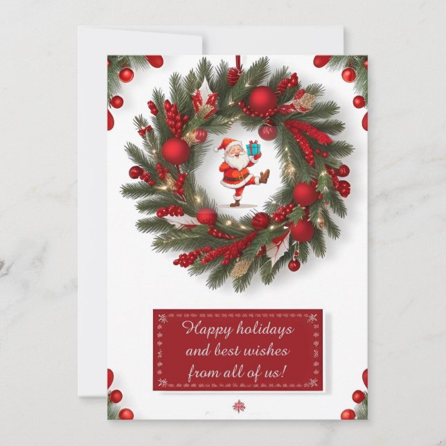 Tarjeta Festiva Navidades Decorativos Vieron Con Ornamentos Rojos (Anverso)