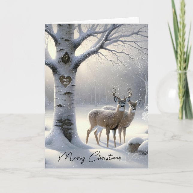 Tarjeta Festiva Navidades deer amor verdadero (Anverso)