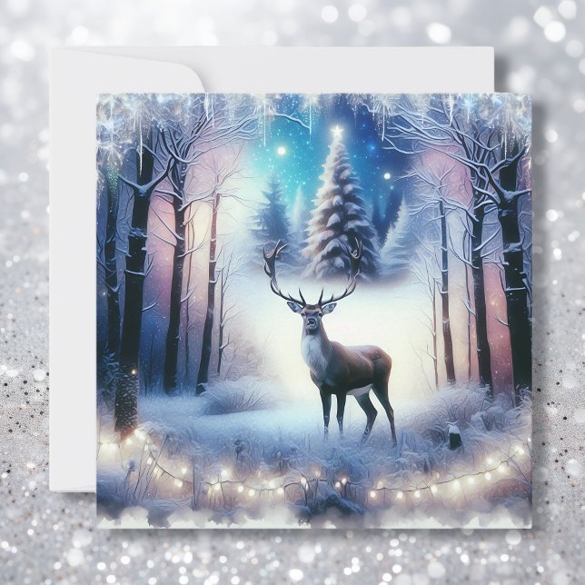 Tarjeta Festiva Navidades Deer Magical Encantado Bosque de Inviern (Subido por el creador)