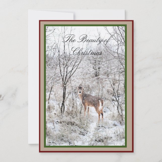 Tarjeta Festiva Navidades Deer Winter Scenter Script Holidays Name (Anverso)