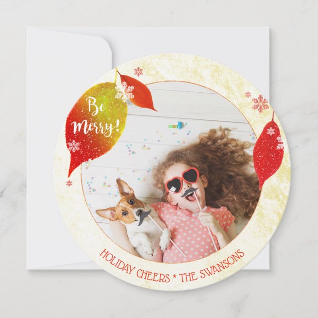 Tarjeta Festiva Navidades dejan foto (Anverso)